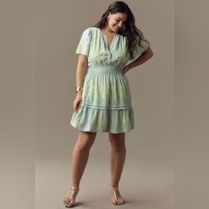 Anthropologie Mint and Lemon Mini Dress